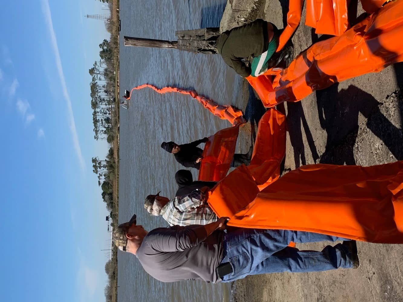 tbc oil containment boom deployment   tabbs bay tbc oil containment boom deployment   tabbs bay